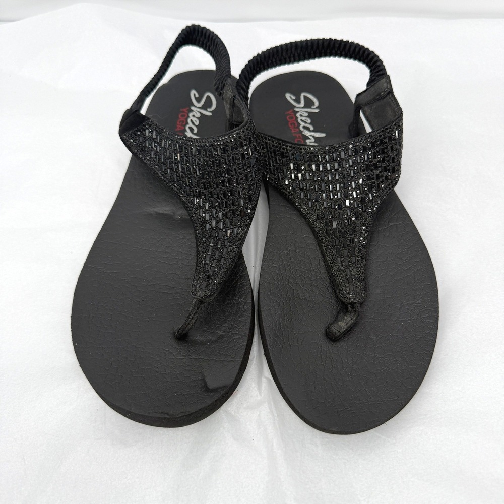 Skechers Yoga Foam Rhinestone Slingback Sandals Summer Casual Slip On Size 9